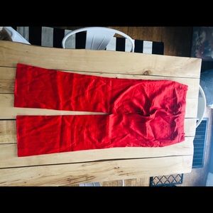 Red linen pants from Anthropologie